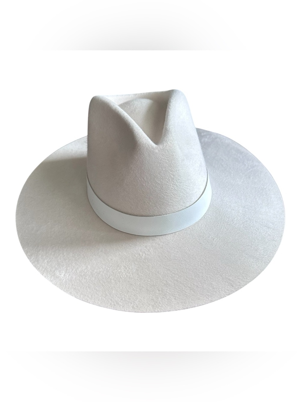 Janessa Leone Korin Wide-Brim Wool Felt Fedora Hat in off White size Small